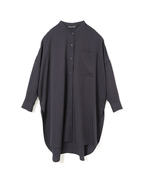 mizuiroind(ミズイロインド)の「mizuiro ind T/Rバンドカラーロングシャツ(シャツ/ブラウス・レディース・ベージュ/ネイビー/ブラック・FREE)」の1枚目の写真
