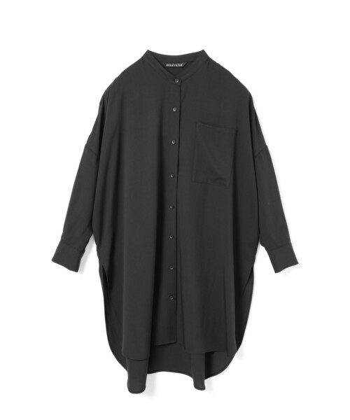 mizuiroind(ミズイロインド)の「mizuiro ind T/Rバンドカラーロングシャツ(シャツ/ブラウス・レディース・ベージュ/ネイビー/ブラック・FREE)」の2枚目の写真