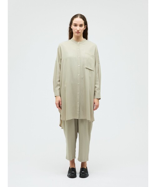 mizuiroind(ミズイロインド)の「mizuiro ind T/Rバンドカラーロングシャツ(シャツ/ブラウス・レディース・ベージュ/ネイビー/ブラック・FREE)」の10枚目の写真