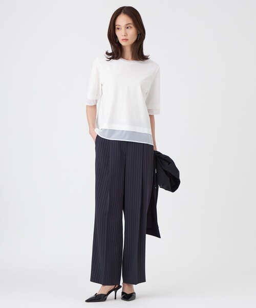 TRANS WORK(トランスワーク)の「【L】【ウォッシャブル】ジョーゼットジャージカットソー(Tシャツ/カットソー・レディース・オフホワイト/ブルー/ネイビー・44/46)」の8枚目の写真