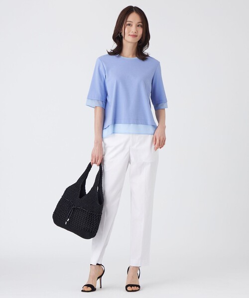 TRANS WORK(トランスワーク)の「【L】【ウォッシャブル】ジョーゼットジャージカットソー(Tシャツ/カットソー・レディース・オフホワイト/ブルー/ネイビー・44/46)」の11枚目の写真