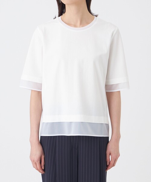 TRANS WORK(トランスワーク)の「【L】【ウォッシャブル】ジョーゼットジャージカットソー(Tシャツ/カットソー・レディース・オフホワイト/ブルー/ネイビー・44/46)」の12枚目の写真
