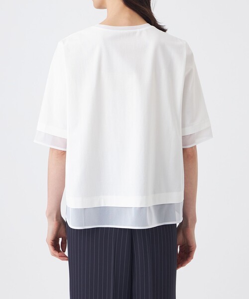 TRANS WORK(トランスワーク)の「【L】【ウォッシャブル】ジョーゼットジャージカットソー(Tシャツ/カットソー・レディース・オフホワイト/ブルー/ネイビー・44/46)」の5枚目の写真