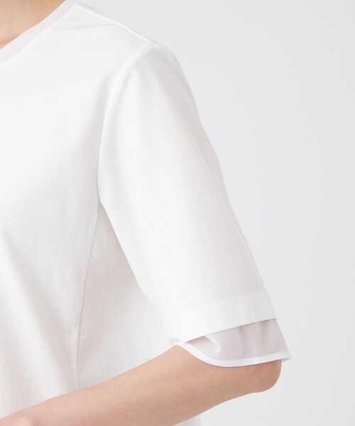 TRANS WORK(トランスワーク)の「【L】【ウォッシャブル】ジョーゼットジャージカットソー(Tシャツ/カットソー・レディース・オフホワイト/ブルー/ネイビー・44/46)」の6枚目の写真