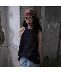Loosely Knitted Halter Knit Top, Navy