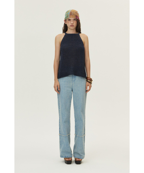 KUME（クメ）の「Loosely Knitted Halter Knit Top, Navy（ニット/セーター・レディース・その他・SMALL/MEDIUM/LARGE）」の2枚目の写真