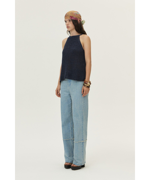 KUME（クメ）の「Loosely Knitted Halter Knit Top, Navy（ニット/セーター・レディース・その他・SMALL/MEDIUM/LARGE）」の3枚目の写真