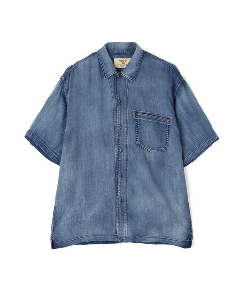 AVIREX（アヴィレックス）の「WIND THROUGH DENIM S/S SHIRTS / ウィンドスルー デニム 半袖シャツ / AVIREX / アヴィレックス（シャツ/ブラウス・メンズ・ライトインディゴブルー/インディゴブルー・X-LARGE/XX-LARGE）」の3枚目の写真