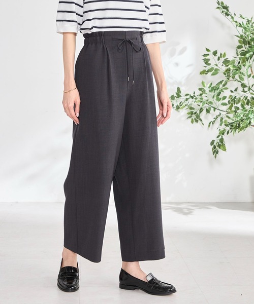 GALLORIA(ギャローリア)の「【接触冷感・吸汗速乾】ドロストワイドパンツ(その他パンツ・レディース・イエロー/チャコールグレー/ベージュ・L/LL/M/S)」の4枚目の写真