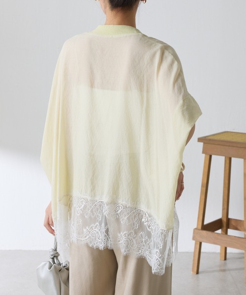 COLLAGE GALLARDAGALANTE(コラージュガリャルダガランテ)の「体型カバー/強撚裾レースシアーカーディガン/WEB限定(シャツ/ブラウス・レディース・オフホワイト/ブラック/イエロー/ブラウン・FREE)」の20枚目の写真