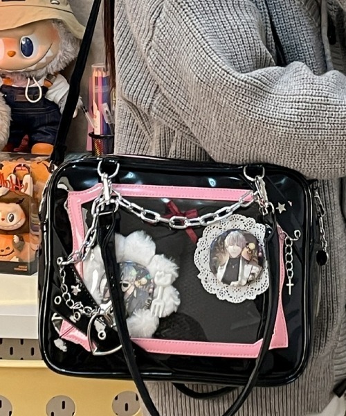 gossip!ロサンゼルス(ゴシップロサンゼルス)の「【Y2Kガーリー】レトロチェーン&星ハート付き ギャル痛バッグ ショルダー・トート大容量3WAYバッグ(ショルダーバッグ・レディース・ラベンダー/ピンク/シルバー・FREE)」の2枚目の写真