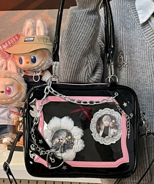 gossip!ロサンゼルス(ゴシップロサンゼルス)の「【Y2Kガーリー】レトロチェーン&星ハート付き ギャル痛バッグ ショルダー・トート大容量3WAYバッグ(ショルダーバッグ・レディース・ラベンダー/ピンク/シルバー・FREE)」の22枚目の写真