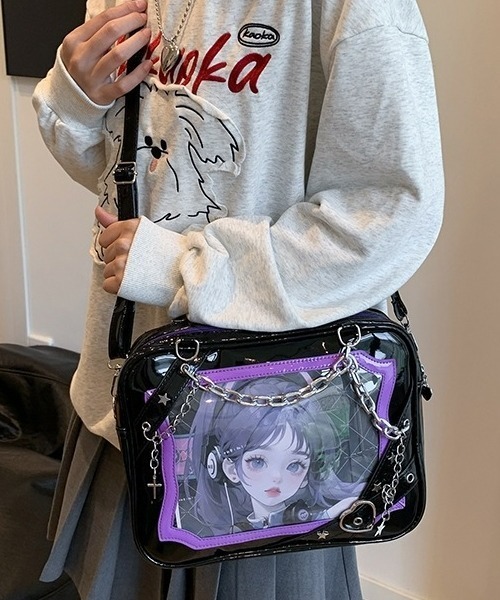 gossip!ロサンゼルス(ゴシップロサンゼルス)の「【Y2Kガーリー】レトロチェーン&星ハート付き ギャル痛バッグ ショルダー・トート大容量3WAYバッグ(ショルダーバッグ・レディース・ラベンダー/ピンク/シルバー・FREE)」の10枚目の写真