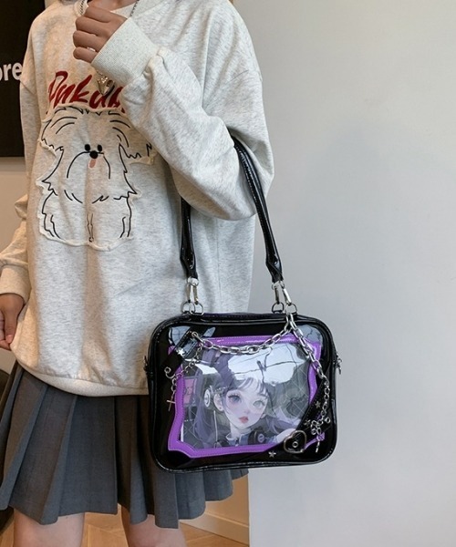 gossip!ロサンゼルス(ゴシップロサンゼルス)の「【Y2Kガーリー】レトロチェーン&星ハート付き ギャル痛バッグ ショルダー・トート大容量3WAYバッグ(ショルダーバッグ・レディース・ラベンダー/ピンク/シルバー・FREE)」の7枚目の写真