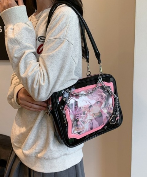 gossip!ロサンゼルス(ゴシップロサンゼルス)の「【Y2Kガーリー】レトロチェーン&星ハート付き ギャル痛バッグ ショルダー・トート大容量3WAYバッグ(ショルダーバッグ・レディース・ラベンダー/ピンク/シルバー・FREE)」の17枚目の写真