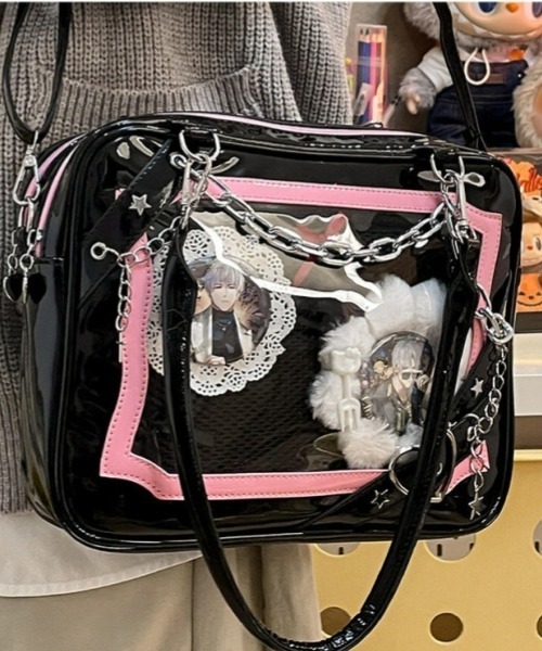 gossip!ロサンゼルス(ゴシップロサンゼルス)の「【Y2Kガーリー】レトロチェーン&星ハート付き ギャル痛バッグ ショルダー・トート大容量3WAYバッグ(ショルダーバッグ・レディース・ラベンダー/ピンク/シルバー・FREE)」の21枚目の写真
