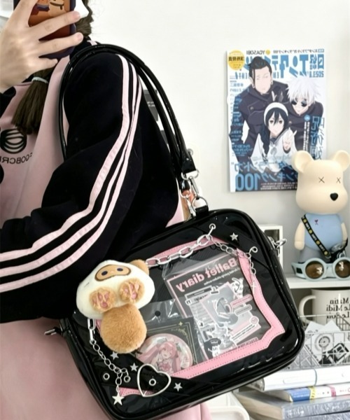 gossip!ロサンゼルス(ゴシップロサンゼルス)の「【Y2Kガーリー】レトロチェーン&星ハート付き ギャル痛バッグ ショルダー・トート大容量3WAYバッグ(ショルダーバッグ・レディース・ラベンダー/ピンク/シルバー・FREE)」の20枚目の写真