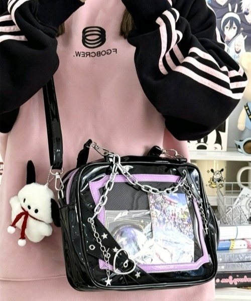 gossip!ロサンゼルス(ゴシップロサンゼルス)の「【Y2Kガーリー】レトロチェーン&星ハート付き ギャル痛バッグ ショルダー・トート大容量3WAYバッグ(ショルダーバッグ・レディース・ラベンダー/ピンク/シルバー・FREE)」の11枚目の写真