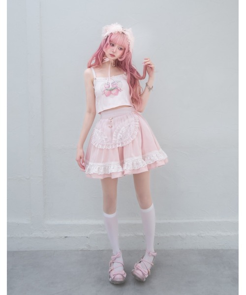 Fiorforte(フィオルフォルテ)の「panty apron skirt(スカート・レディース・ピンク/ホワイト・FREE)」の8枚目の写真