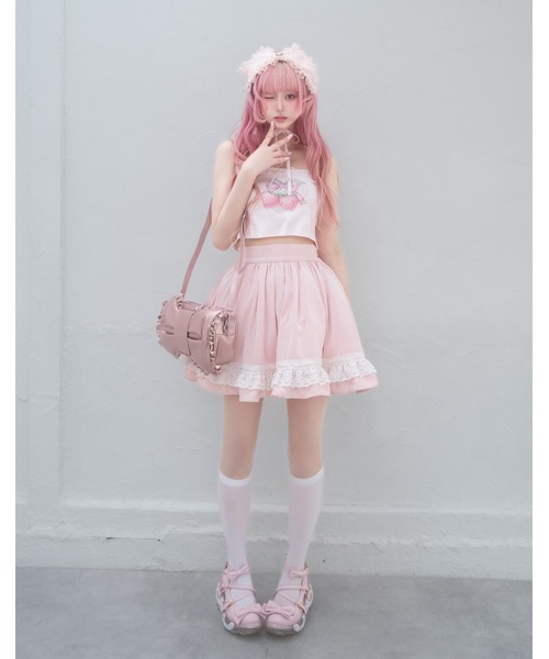 Fiorforte(フィオルフォルテ)の「panty apron skirt(スカート・レディース・ピンク/ホワイト・FREE)」の9枚目の写真