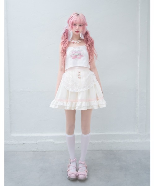 Fiorforte(フィオルフォルテ)の「panty apron skirt(スカート・レディース・ピンク/ホワイト・FREE)」の10枚目の写真