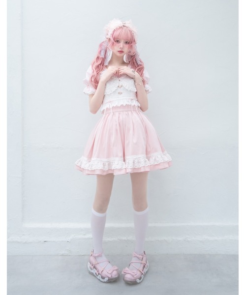 Fiorforte(フィオルフォルテ)の「panty apron skirt(スカート・レディース・ピンク/ホワイト・FREE)」の13枚目の写真