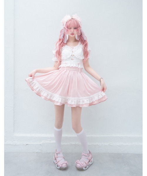 Fiorforte(フィオルフォルテ)の「panty apron skirt(スカート・レディース・ピンク/ホワイト・FREE)」の11枚目の写真
