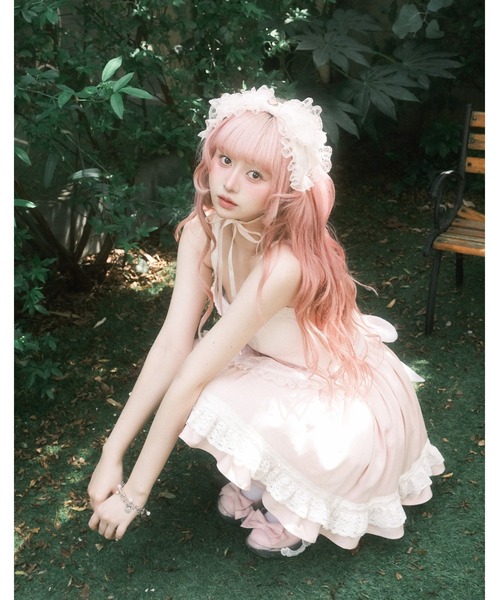 Fiorforte(フィオルフォルテ)の「panty apron skirt(スカート・レディース・ピンク/ホワイト・FREE)」の5枚目の写真