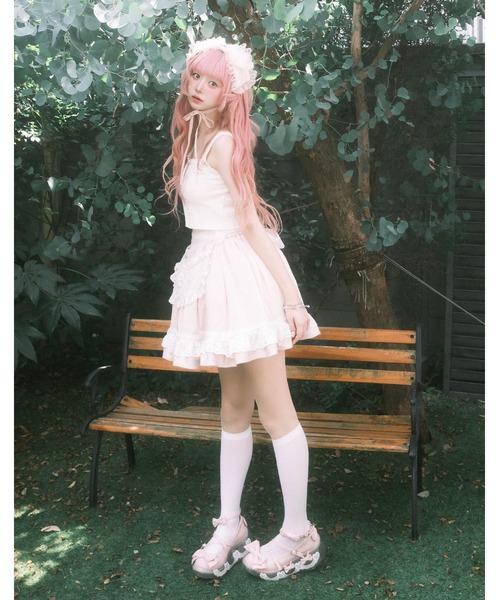Fiorforte(フィオルフォルテ)の「panty apron skirt(スカート・レディース・ピンク/ホワイト・FREE)」の7枚目の写真