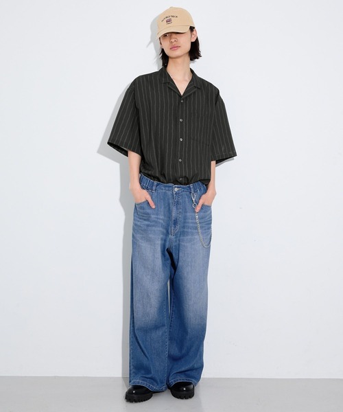 LAKOLE(ラコレ)の「ストライプハンドドローシャツ / 741556(シャツ/ブラウス・メンズ・ブラック/グレー/ブルー・MEDIUM/LARGE)」の1枚目の写真