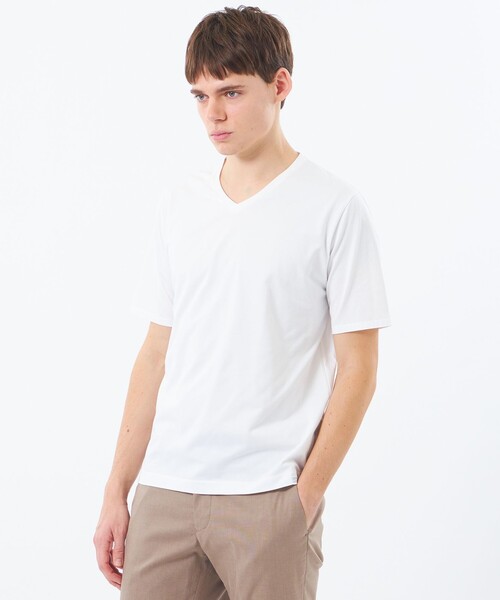 MACKINTOSH PHILOSOPHY(マッキントッシュ フィロソフィー)の「VネックTシャツ 36Gノードシールドハニカム(Tシャツ/カットソー・メンズ・ベージュ系その他2/ネイビー/ライトブルー/ホワイト・38/40)」の1枚目の写真
