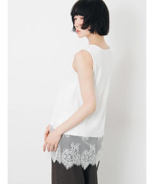 Samansa Mos2(サマンサ モスモス)の「【接触冷感】裾レースロングタンク(Tシャツ/カットソー・レディース・ブラック/オフホワイト・F)」の13枚目の写真