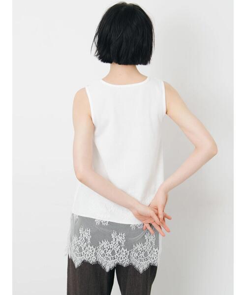 Samansa Mos2(サマンサ モスモス)の「【接触冷感】裾レースロングタンク(Tシャツ/カットソー・レディース・ブラック/オフホワイト・F)」の14枚目の写真