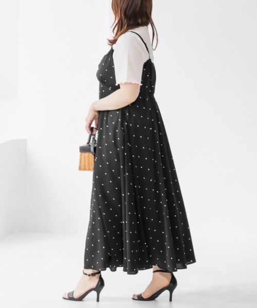 CLETTE(クレット)の「レース使いドットキャミワンピース(ワンピース・レディース・ブラック/オフホワイト/ネイビー・3L/LL/4L)」の9枚目の写真