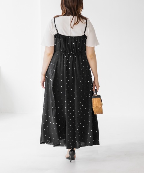 CLETTE(クレット)の「レース使いドットキャミワンピース(ワンピース・レディース・ブラック/オフホワイト/ネイビー・3L/LL/4L)」の10枚目の写真