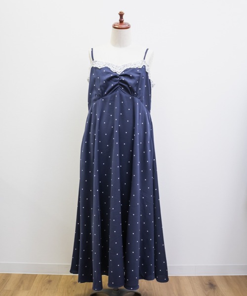 CLETTE(クレット)の「レース使いドットキャミワンピース(ワンピース・レディース・ブラック/オフホワイト/ネイビー・3L/LL/4L)」の11枚目の写真