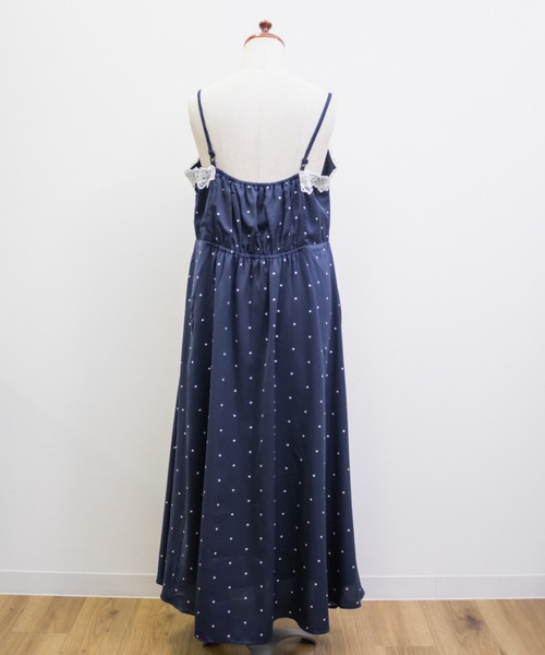 CLETTE(クレット)の「レース使いドットキャミワンピース(ワンピース・レディース・ブラック/オフホワイト/ネイビー・3L/LL/4L)」の12枚目の写真