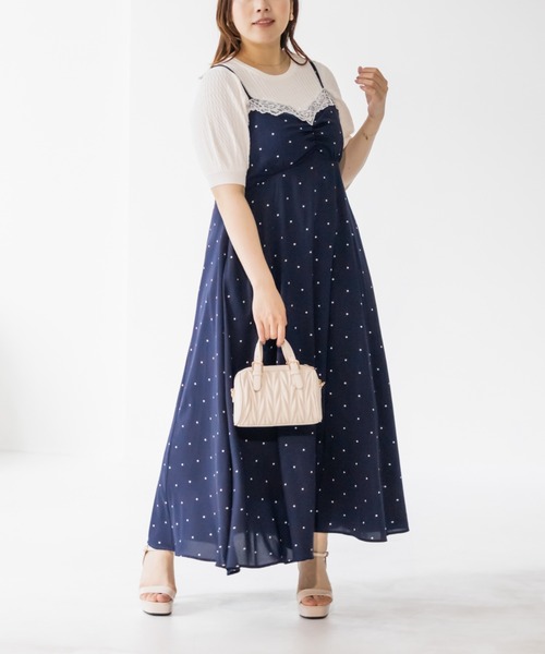 CLETTE(クレット)の「レース使いドットキャミワンピース(ワンピース・レディース・ブラック/オフホワイト/ネイビー・3L/LL/4L)」の21枚目の写真