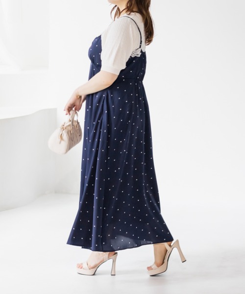 CLETTE(クレット)の「レース使いドットキャミワンピース(ワンピース・レディース・ブラック/オフホワイト/ネイビー・3L/LL/4L)」の22枚目の写真