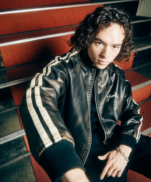 glamb(グラム)の「Fade Leather Track Jacket / フェイドレザートラックジャケット(ブルゾン・メンズ・ネイビー/ブラック・S/M/L)」の13枚目の写真