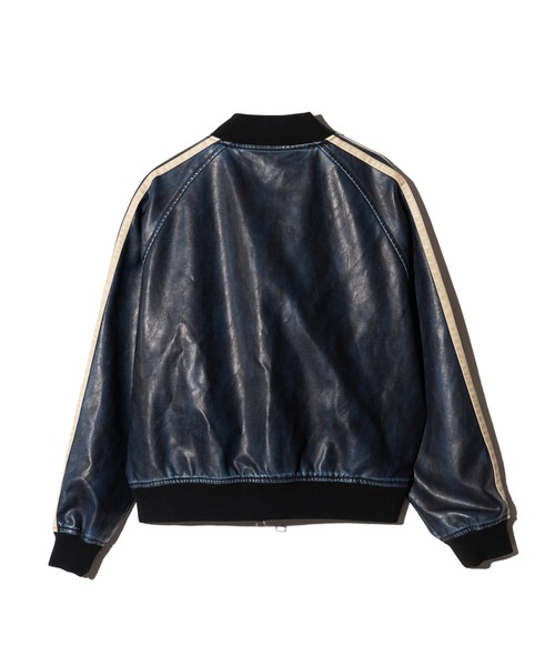 glamb(グラム)の「Fade Leather Track Jacket / フェイドレザートラックジャケット(ブルゾン・メンズ・ネイビー/ブラック・S/M/L)」の5枚目の写真