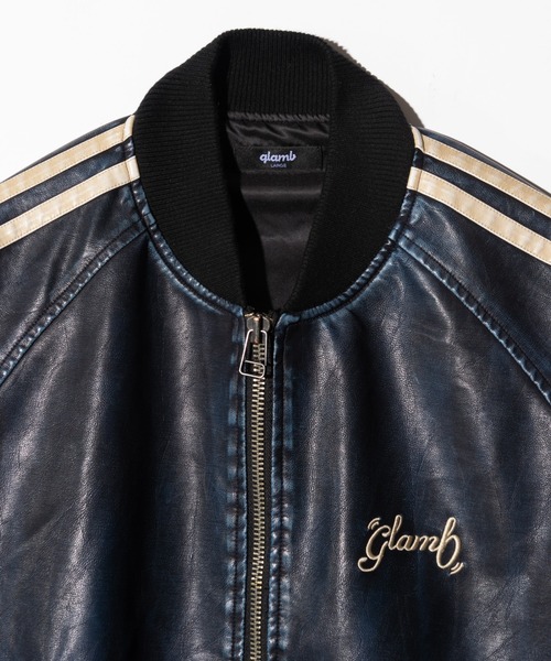 glamb(グラム)の「Fade Leather Track Jacket / フェイドレザートラックジャケット(ブルゾン・メンズ・ネイビー/ブラック・S/M/L)」の16枚目の写真