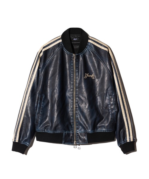 glamb(グラム)の「Fade Leather Track Jacket / フェイドレザートラックジャケット(ブルゾン・メンズ・ネイビー/ブラック・S/M/L)」の4枚目の写真