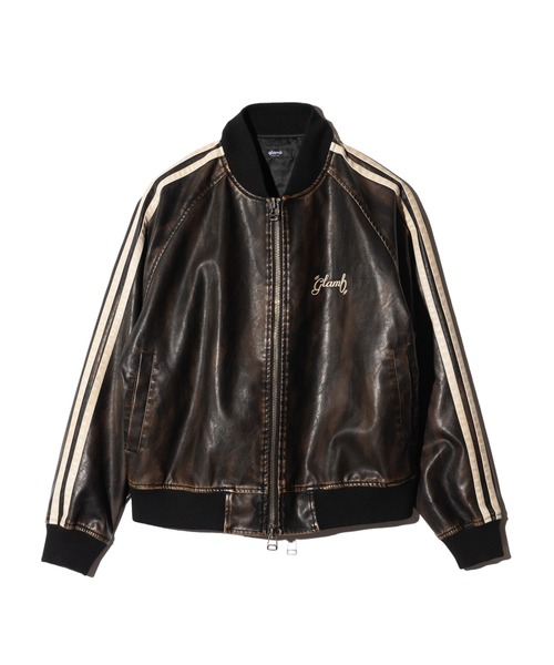 glamb(グラム)の「Fade Leather Track Jacket / フェイドレザートラックジャケット(ブルゾン・メンズ・ネイビー/ブラック・S/M/L)」の3枚目の写真
