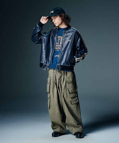 glamb(グラム)の「Fade Leather Track Jacket / フェイドレザートラックジャケット(ブルゾン・メンズ・ネイビー/ブラック・S/M/L)」の12枚目の写真