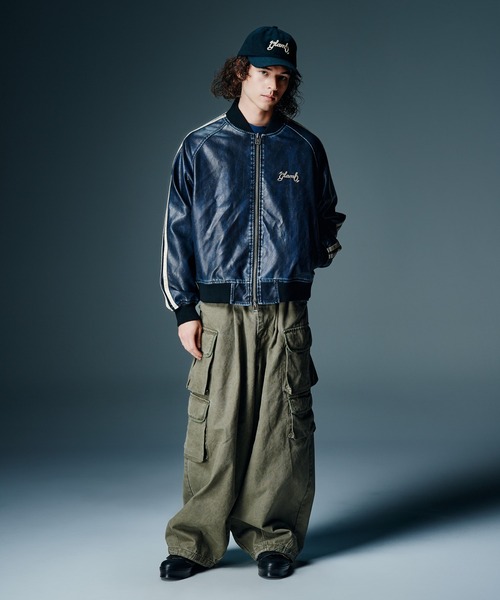 glamb(グラム)の「Fade Leather Track Jacket / フェイドレザートラックジャケット(ブルゾン・メンズ・ネイビー/ブラック・S/M/L)」の10枚目の写真