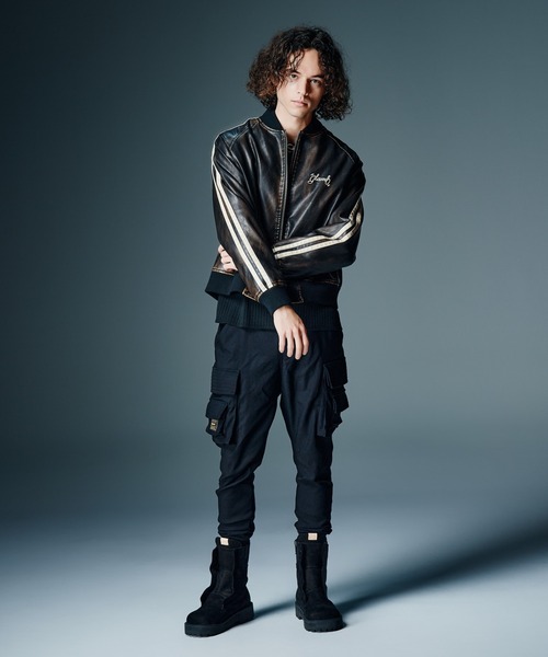 glamb(グラム)の「Fade Leather Track Jacket / フェイドレザートラックジャケット(ブルゾン・メンズ・ネイビー/ブラック・S/M/L)」の8枚目の写真