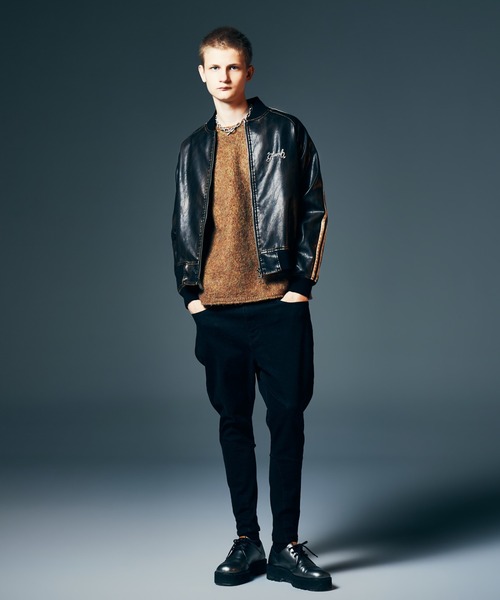 glamb(グラム)の「Fade Leather Track Jacket / フェイドレザートラックジャケット(ブルゾン・メンズ・ネイビー/ブラック・S/M/L)」の22枚目の写真