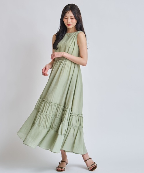 NOELA(ノエラ)の「ティアードギャザーノースリワンピース(ワンピース・レディース・オレンジ/グリーン・M/S)」の21枚目の写真
