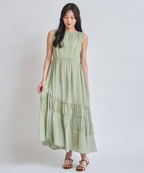 NOELA(ノエラ)の「ティアードギャザーノースリワンピース(ワンピース・レディース・オレンジ/グリーン・M/S)」の22枚目の写真